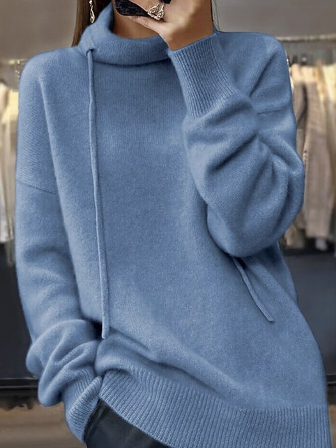 Weit Rollkragen Lässig Garn/Wollgarn Pullover