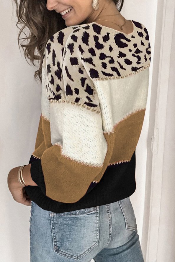 Weit Lässig Gestrickt Rundhals Pullover