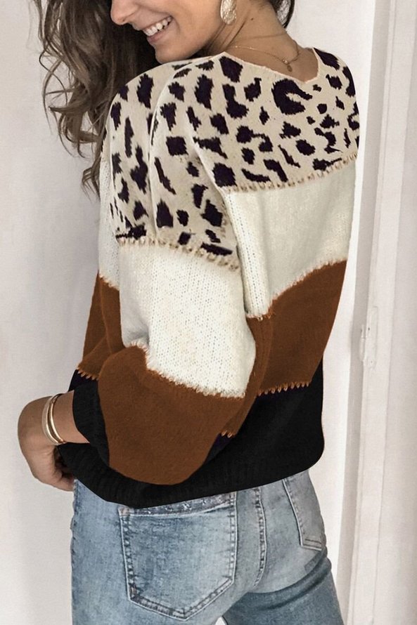 Weit Lässig Gestrickt Rundhals Pullover