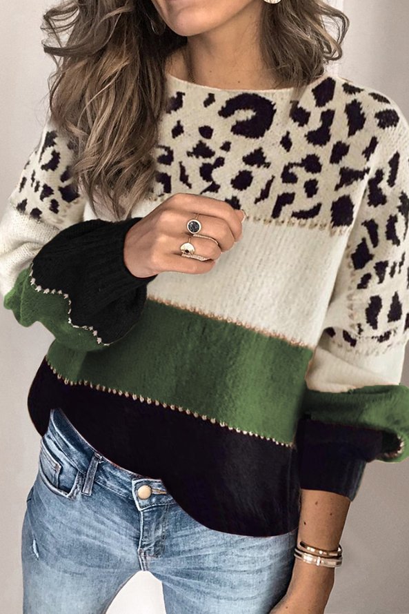 Weit Lässig Gestrickt Rundhals Pullover