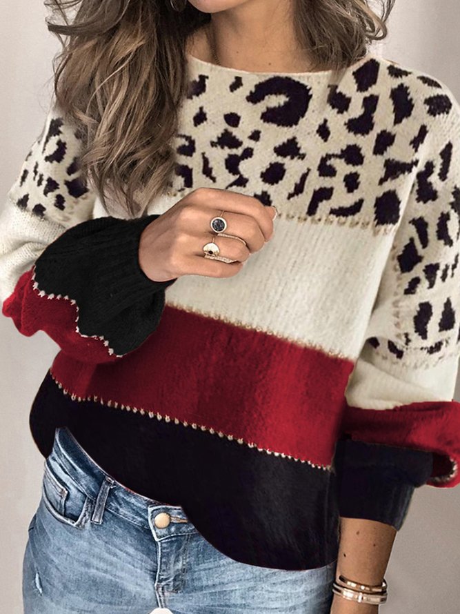 Weit Lässig Gestrickt Rundhals Pullover