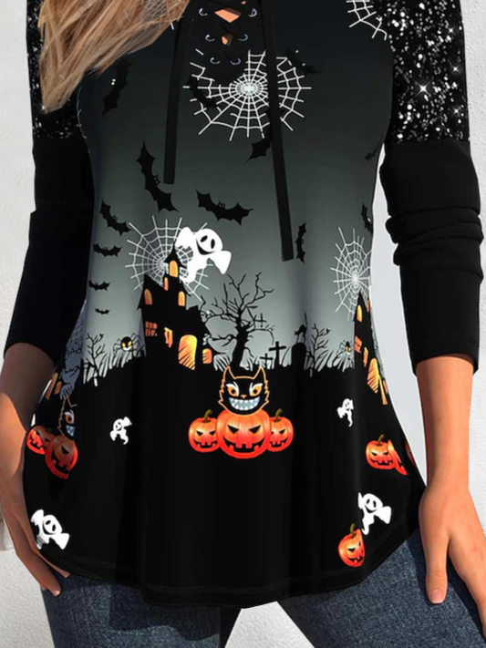 Lässig Halloween V-Ausschnitt T-Shirt