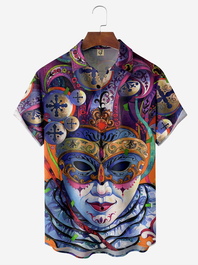 Herren Lässig Sommer Figur Polyester Leicht Mikroelastizität Urlaub Hemdkragen Tasche Patchwork Aloha-Hemden