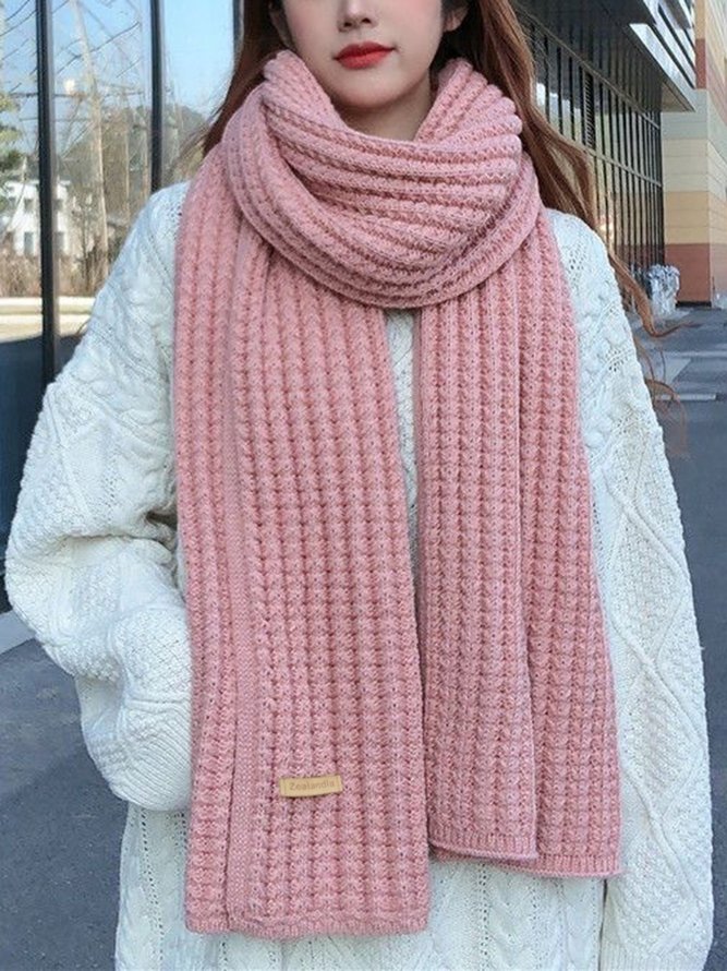 Damen minimalistisch Twist Gestrickt Wärme Unifarben Schal