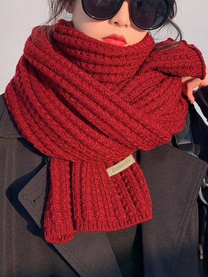 Damen minimalistisch Twist Gestrickt Wärme Unifarben Schal