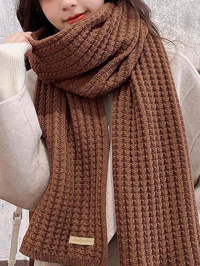 Damen minimalistisch Twist Gestrickt Wärme Unifarben Schal