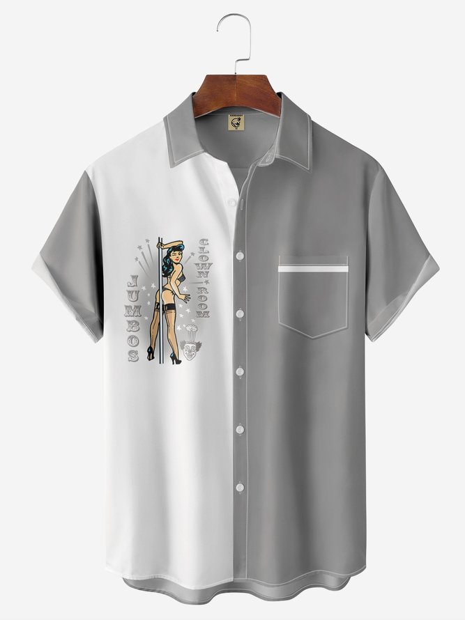 Lässig Sommer Figur Polyester Leicht Täglich Weit H-Linie Hemdkragen Bowling-Shirts für Herren