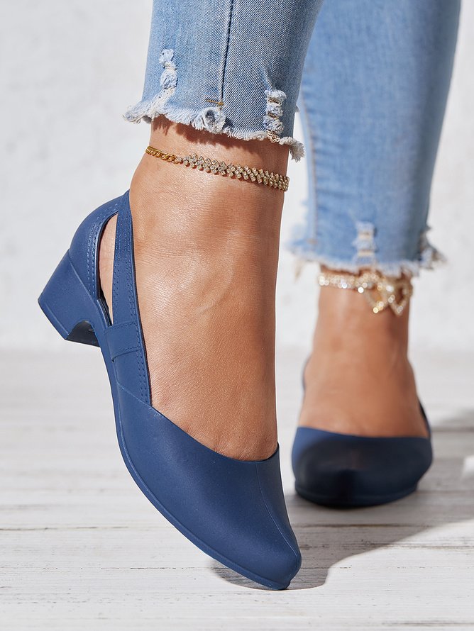 Damen Lässig Unifarben Alle Jahreszeiten Täglich Leder Blockabsatz Spitz Gummi Slip On Slippers