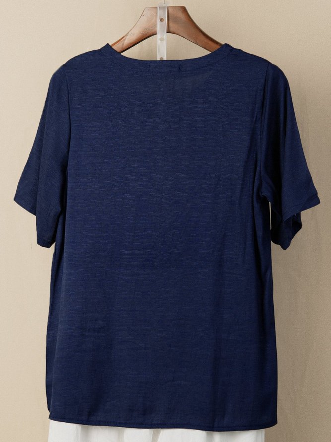 Print Kurzarm Lässige Shirts mit Rundhals