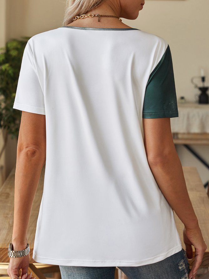 Geblümt Rundhals Lässig Kurzarm T-Shirt