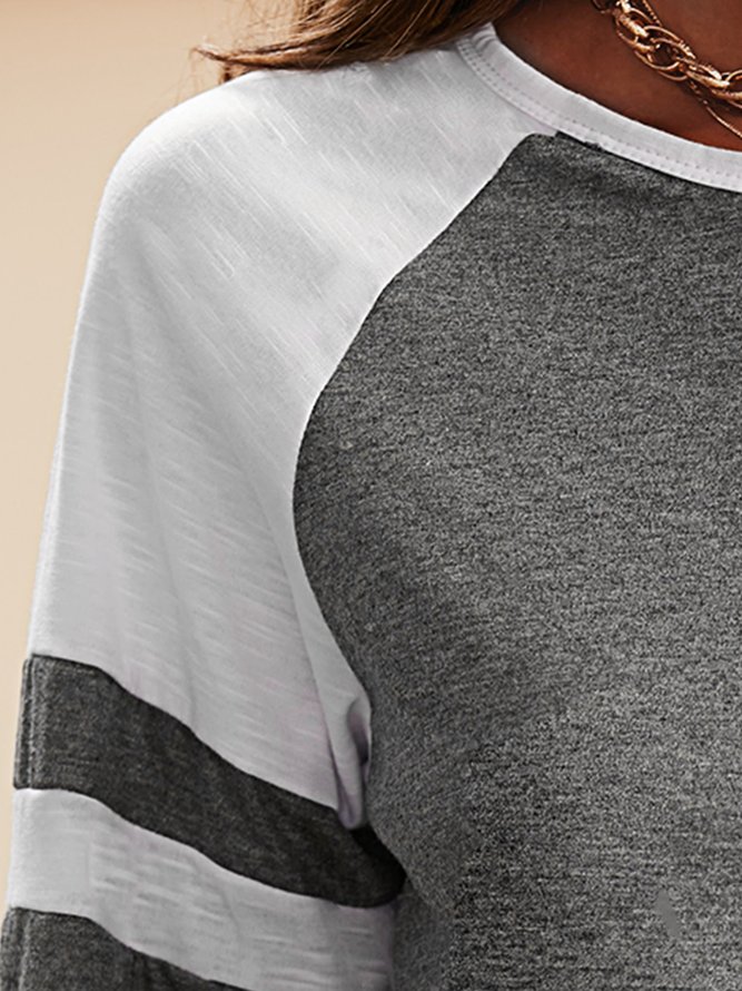Rundhals Retro T-Shirt mit Langarm
