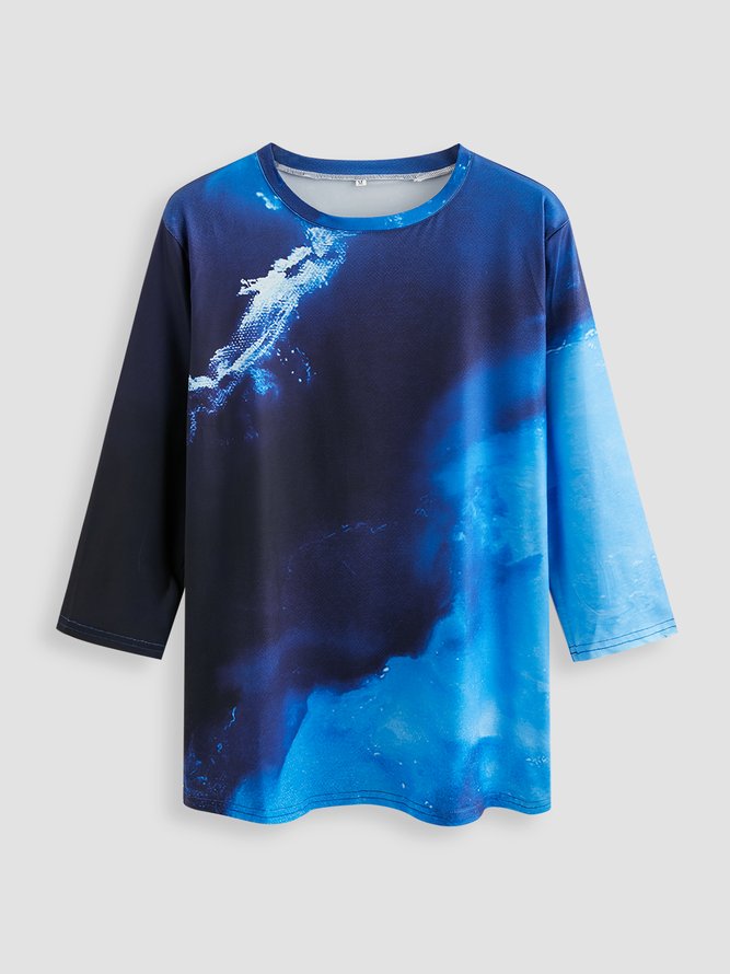 Print Langarm Rundhals Lässig T-Shirt