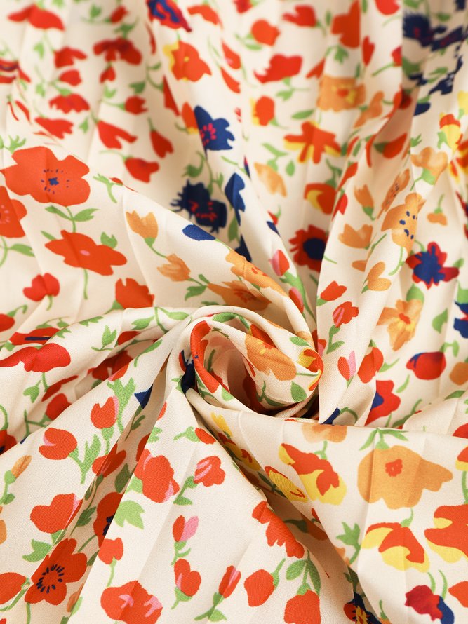 V-Ausschnitt Kurzarm Bluse mit Blumenmuster