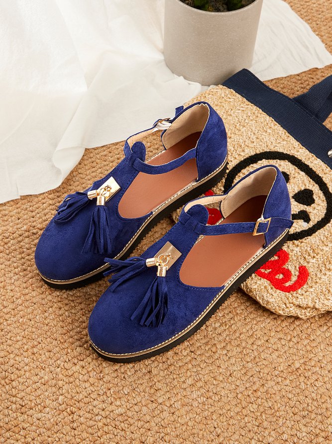 Damen Schnalle Fransen Schuhe