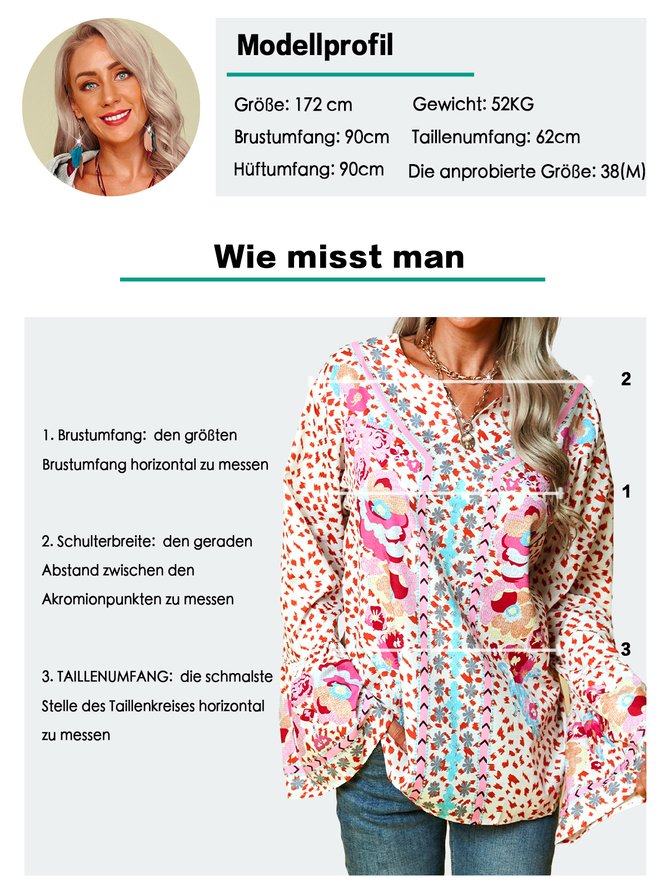 Große Größen Böhmisch Print Shirts & Blusen