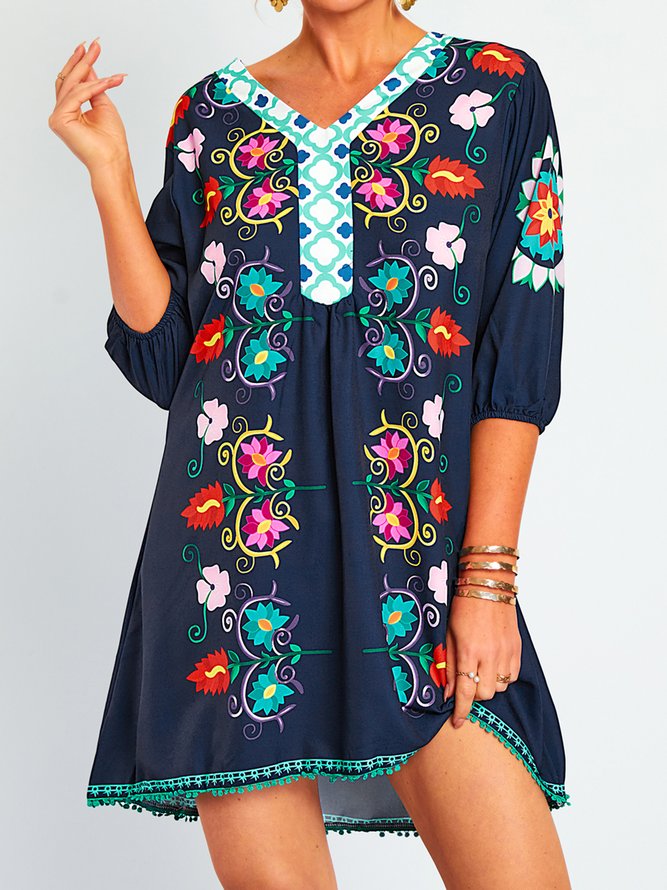 Baumwollgemische Kleider mit Blumenmuster