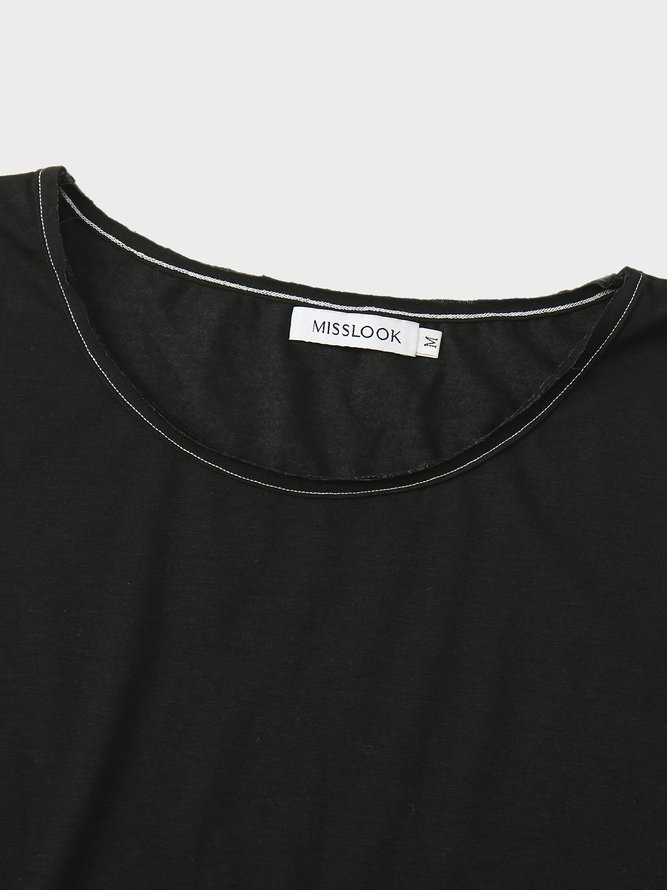 Unifarben Halbarm Rundhals Lässig T-Shirt
