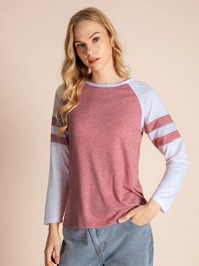 Rundhals Retro T-Shirt mit Langarm