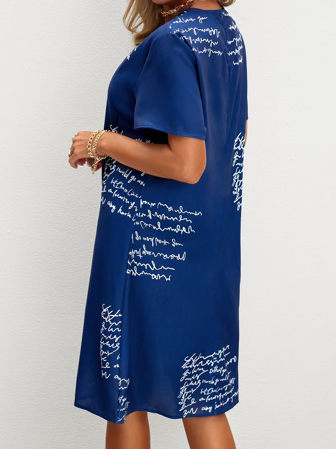 Neu Damen Große Größen Retro Böhmisch Urlaub Normal Lässig Kurzarm Weberei Kleid