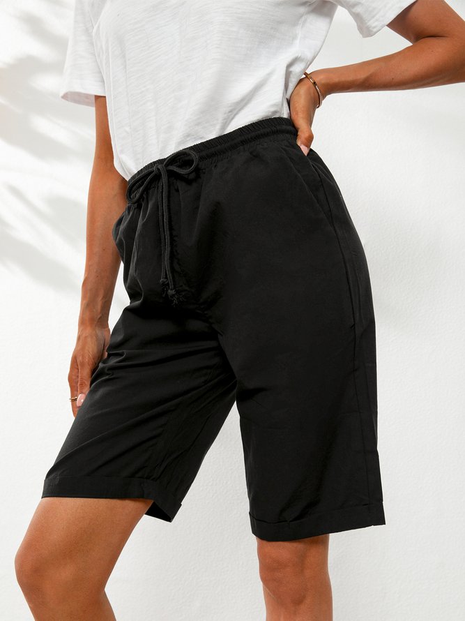 Tasche Detail Tunnelzug Taille Unifarben Shorts