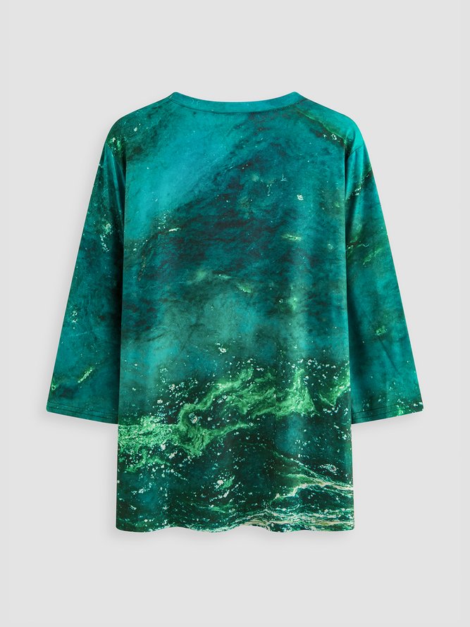 Print Langarm Rundhals Lässig T-Shirt