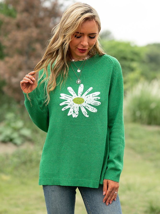 Langarm Geblümter Pullover