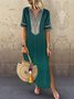 V-Ausschnitt Grün Normal Damen Täglich Individualität Halbarm Schlitz Unifarben Sommer Kleid