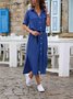 Damen Modetrends Shirtkleid geknöpft Arbeit Maxilänge Sommerkleid