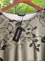 Große Größen Rundhals Lässig Blätter Langarm T-Shirt