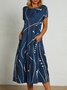 Taschen Kurzarm Gewebe Kleid