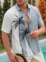 Herren Kokosnussbaum Farbblock Print Lässig Atmungsaktiv Hawaiische Kurzarm Bluse Mit Taschen