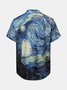 Herren Retro Van Gogh das Sternenhimmel Nacht- Revers Kurzarm Funky Hawaiihemden