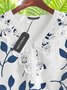 Baumwollmischung Langarm Lässig V-Ausschnitt Shirts & Blusen&Shirts