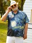 Herren Retro Van Gogh das Sternenhimmel Nacht- Revers Kurzarm Funky Hawaiihemden