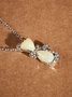 Silber Normal Opal Mondstein Katzenmuster Pendant Halskette jeden Tag Vielseitig Schmuck