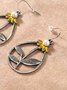 Retro Silber Geblümt Ohrringe Bohemien Ethnisch Stil Kleid Damen Schmuck