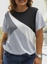Große Größen Rundhals Gestrickt Lässig Geometrisch T-Shirt