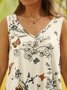 Schmetterling Blumenmuster Lässig Locker V-Ausschnitt Stricken Tanktop