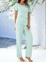 Rundhals Elegant Unifarben Zweiteiliges Set