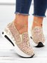Blumenstickerei Mesh Paneeliert Slip-On Keil Sneakers
