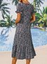 Damen Fashion Sommer Plissiert Urlaub Sexy groß Swing Geblümt Kleid