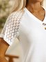 V-Ausschnitt Schnalle Polyester Baumwolle Lässig Bluse