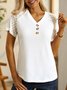 V-Ausschnitt Schnalle Polyester Baumwolle Lässig Bluse