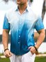 Herren Farbverlauf Farbverlauf Print Vorderseite Knöpfe Weich Atmungsaktiv Brusttasche Lässig Hawaiische Bluse