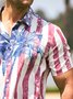 amerikanisch Flagge Kokosnussbaum Brusttasche Kurzarm Hawaiische Bluse