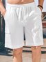 Herren Leinen Shorts Multi-Pocket Krawatte Cargohosen