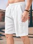 Herren Leinen Shorts Multi-Pocket Krawatte Cargohosen