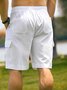 Herren Leinen Shorts Multi-Pocket Krawatte Cargohosen
