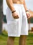 Herren Leinen Shorts Multi-Pocket Krawatte Cargohosen