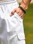 Herren Leinen Shorts Multi-Pocket Krawatte Cargohosen